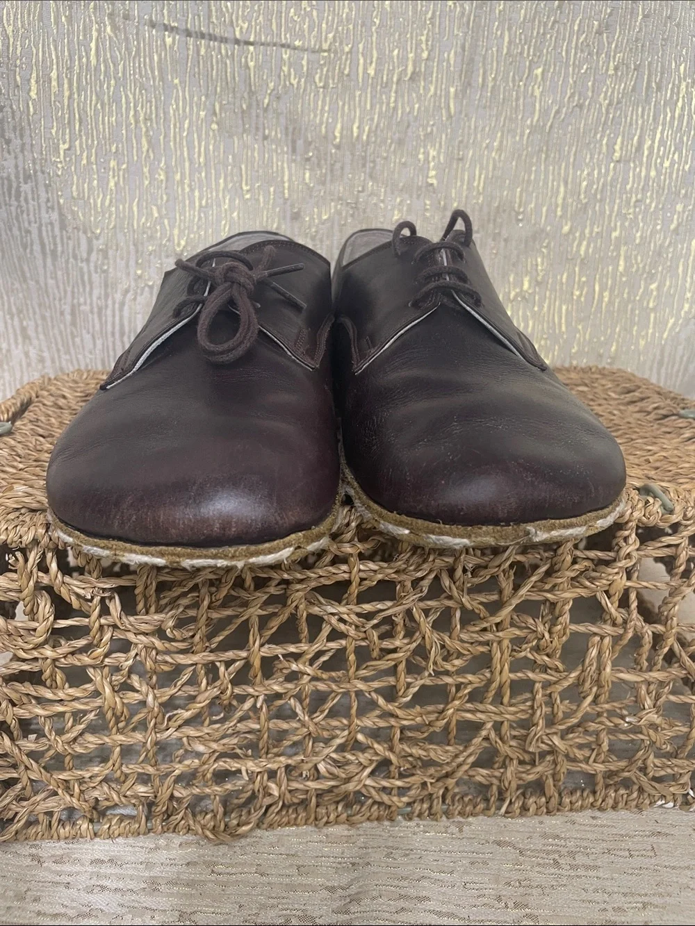 Earth Harmony Grounding Lace-Up Leather Shoes in Dark Brown Women Sz 40